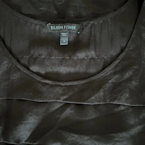 Eileen Fisher silk Elegant Black Sleeveless Dress - Picture 4 of 5